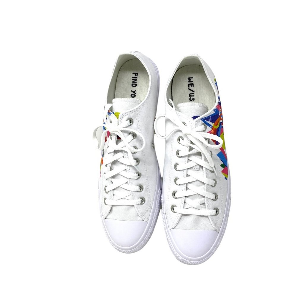 Converse CTAS OX Flower Print White Canvas Low Top Sneakers Men's Size 170823C - Picture 6 of 8